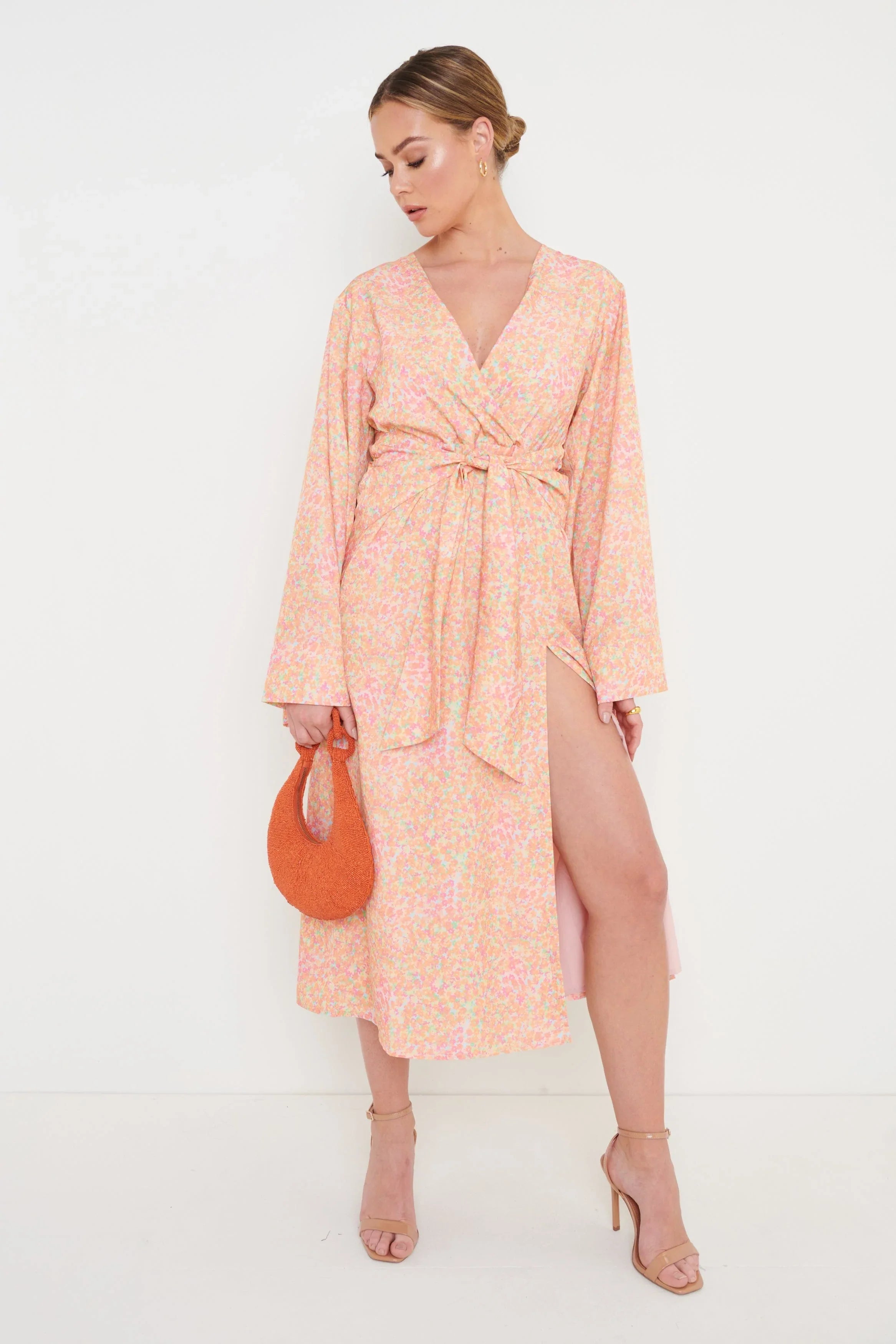 Josephine print wrap dress clearance