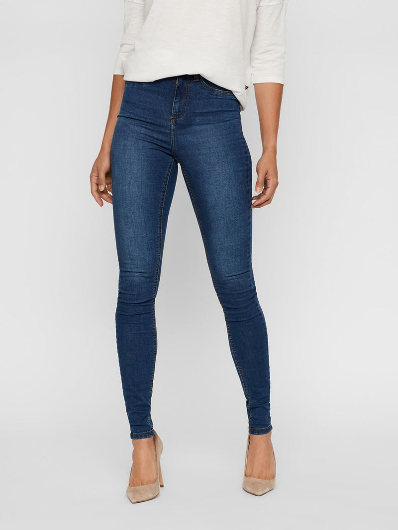 Noisy May Callie High Waist Skinny Fit Jeans - Medium Blue