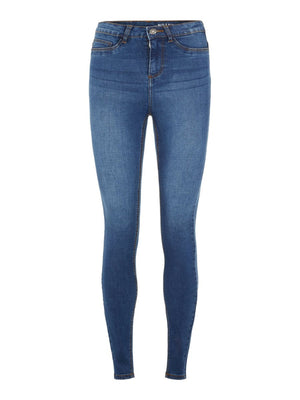 Noisy May Callie High Waist Skinny Fit Jeans - Medium Blue