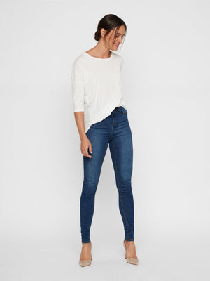 Noisy May Callie High Waist Skinny Fit Jeans - Medium Blue