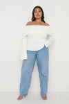 Soreya Bardot Soft Knit Top - Cream