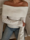 Soreya Bardot Soft Knit Top - Cream