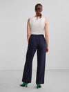  High waist  - Concealed side zip  - Slashed side pockets  - Centre press folds  - Pinstripe design  - Wide leg fit