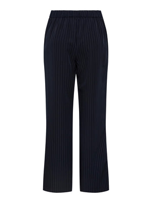  High waist  - Concealed side zip  - Slashed side pockets  - Centre press folds  - Pinstripe design  - Wide leg fit