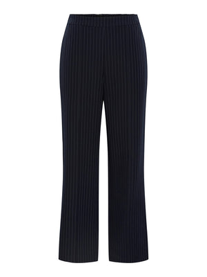  High waist  - Concealed side zip  - Slashed side pockets  - Centre press folds  - Pinstripe design  - Wide leg fit