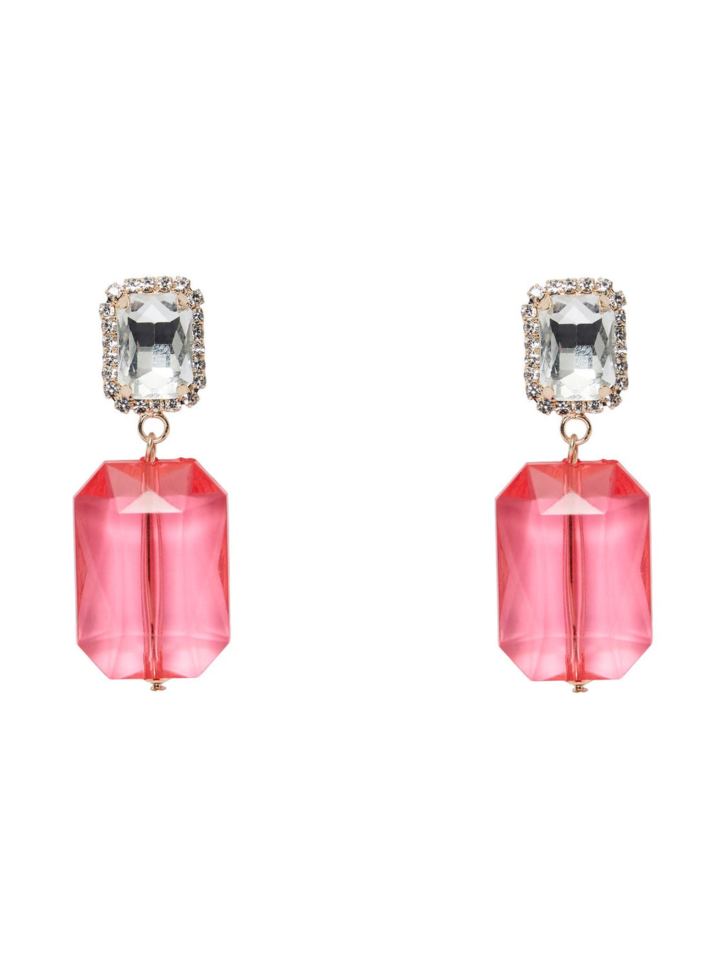 PIECES Mani Earrings - Raspberry/Gold