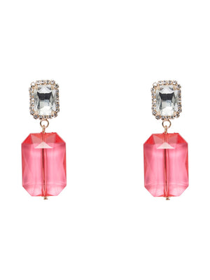 PIECES Mani Earrings - Raspberry/Gold