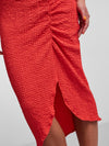 - High Waist  -Elasticated Waist  - Front Slit  - Hemline falls at midi length, below knee