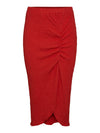 - High Waist  -Elasticated Waist  - Front Slit  - Hemline falls at midi length, below knee