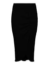 - High Waist  -Elasticated Waist  - Front Slit  - Hemline falls at midi length, below knee 
