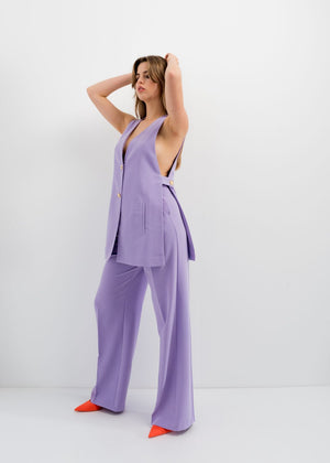 Faith High Waisted Tailored Trousers - Lilac