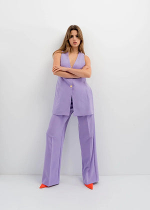 Faith High Waisted Tailored Trousers - Lilac