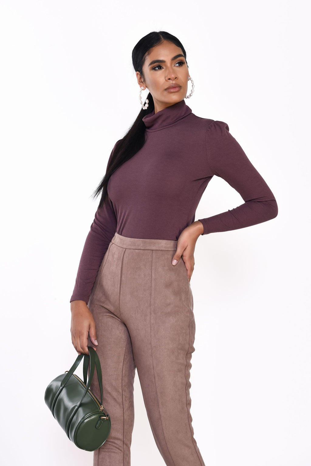 Leah Roll Neck Top - Dusty Grape
