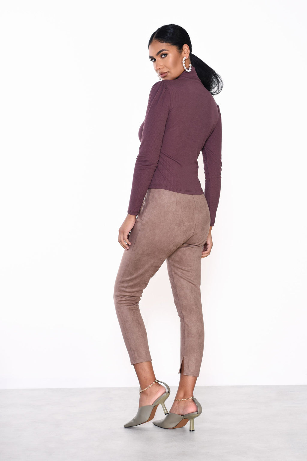 Leah Roll Neck Top - Dusty Grape