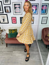This gorgeous mini dress with a swing skirt and tie neck ticks all the boxes for summer. Perfect with black sandals or dress up with a strappy sandal. 
