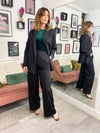 Wide Leg Trousers. We are loving these super luxurious stone trousers. Perfect for drinks with the girls or a date night. Style with matching stone double breasted blaze and your favourite heels to create the ultimate fashion forward look.  Composition: 77% POLYESTER,18% VISCOSE, 5% ELASTANE  Model wears size 8.