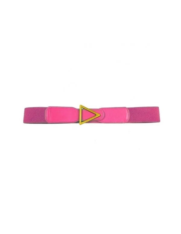 Minueto Julieta pink Faux leather belt with elastic and metallic details.