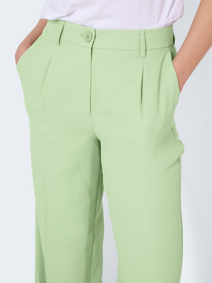 Noisy May Drewie High Waisted Straight Fit Trousers - Quiet Green