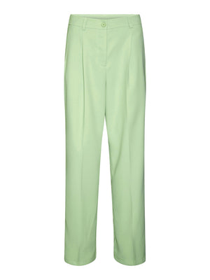 Noisy May Drewie High Waisted Straight Fit Trousers - Quiet Green