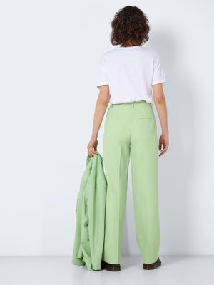 Noisy May Drewie High Waisted Straight Fit Trousers - Quiet Green