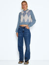 Noisy May Argyle Chequered Knitted Pullover