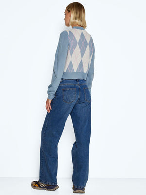 Noisy May Argyle Chequered Knitted Pullover