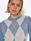 Noisy May Argyle Chequered Knitted Pullover