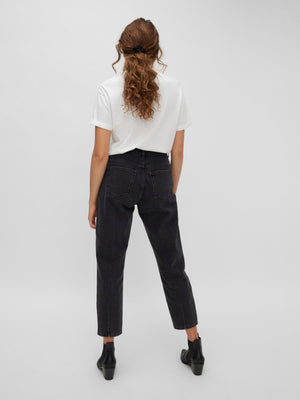 Noisy May Isabel High Waist Ankle Mom Jeans - Black