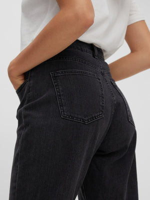 Noisy May Isabel High Waist Ankle Mom Jeans - Black