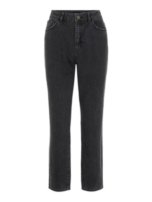 Noisy May Isabel High Waist Ankle Mom Jeans - Black