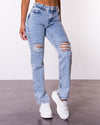 Noisy May Joe Joey Slim Straight Jeans in Light Blue Denim