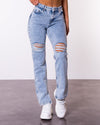 Noisy May Joe Joey Slim Straight Jeans in Light Blue Denim