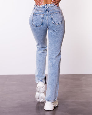 Noisy May Joe Joey Slim Straight Jeans in Light Blue Denim