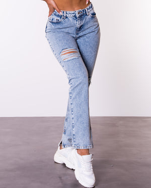 Noisy May Joe Joey Slim Straight Jeans in Light Blue Denim