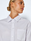 Noisy May whitney classic white cotton shirt featuring Front pocket detail, Pointed collar, Long sleeves with button fastening at cuffs, Button fastenings through front , Regular fit