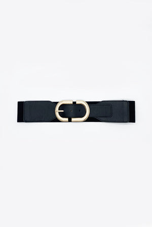 Oval Buckle Waist Belt - Black