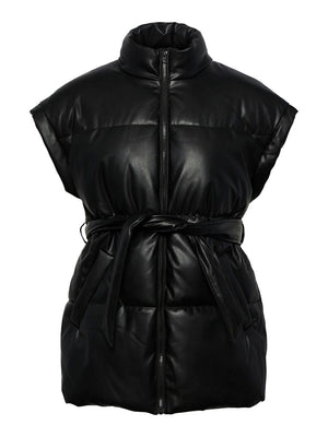 Pieces Adela Tie Belt Padded Gilet